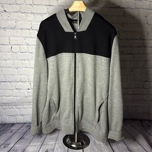 Alfani Black and Gray Zip-Up Jacket - XL Side Pockets